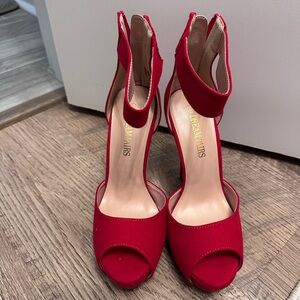 Elegant Red Peep-Toe Heels